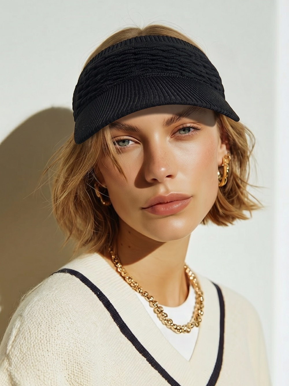 4 Pack Knit Visor Hat - Women's Casual Sun Visor - Picture 3 of 13